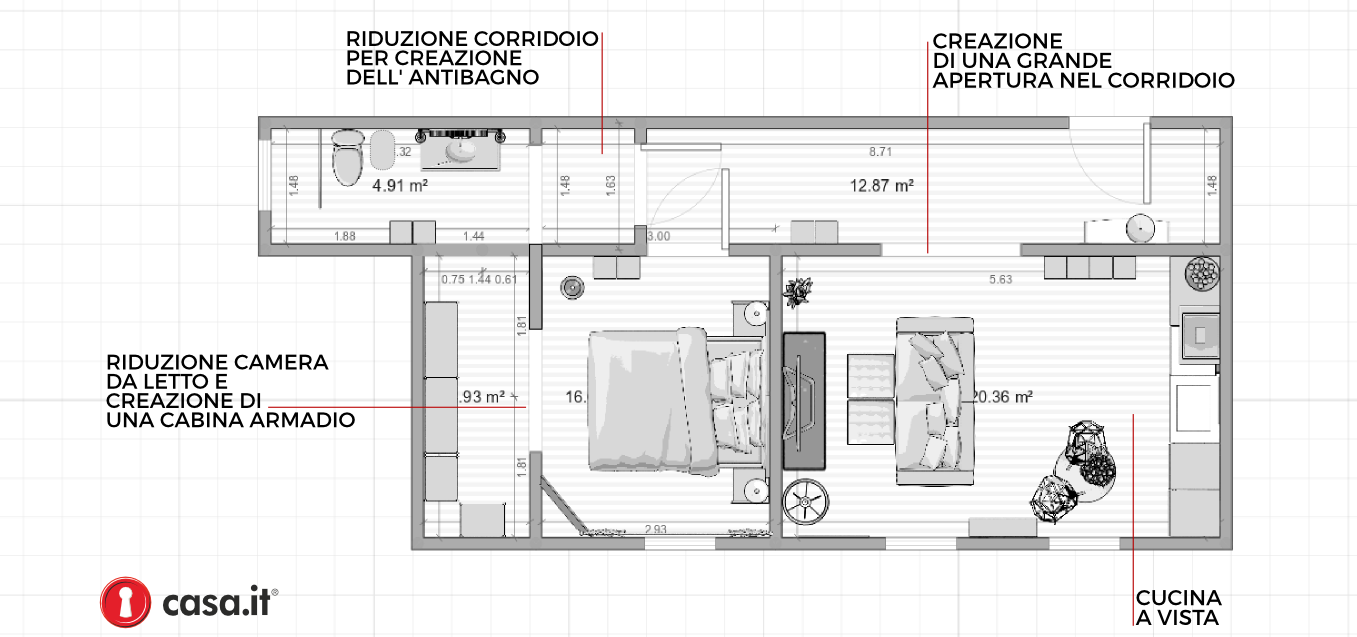 60 mq: una ristrutturazione economica casa.it Progetti per ristrutturare casa